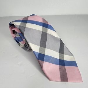 J.FERRAR Pink/Gray/Blue Plaid Tie.
